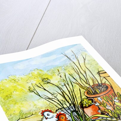 Hens and Pots, Lucy Redman Open Garden, 2000 by Joan Thewsey