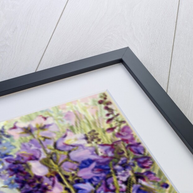 Delphiniums with Antique Blue Pots, 2000 by Joan Thewsey