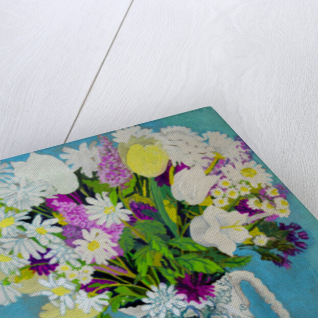 Flowers in a Jug, turquoise decoration, 2011 by Joan Thewsey