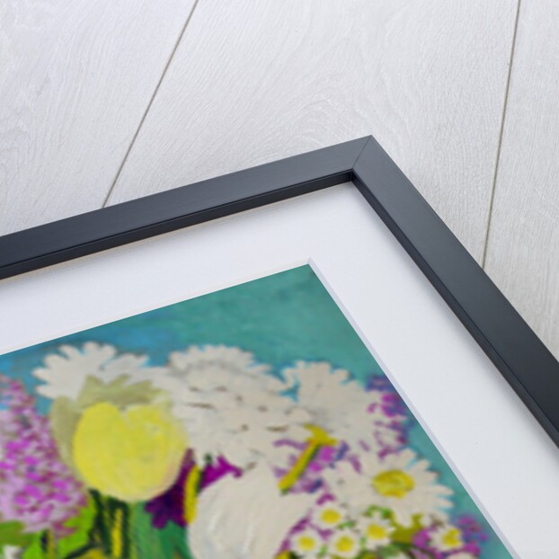 Flowers in a Jug, turquoise decoration, 2011 by Joan Thewsey