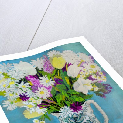 Flowers in a Jug, turquoise decoration, 2011 by Joan Thewsey