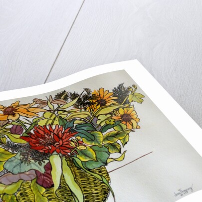 Rudbeckia with foliage in a basket, 2011 by Joan Thewsey