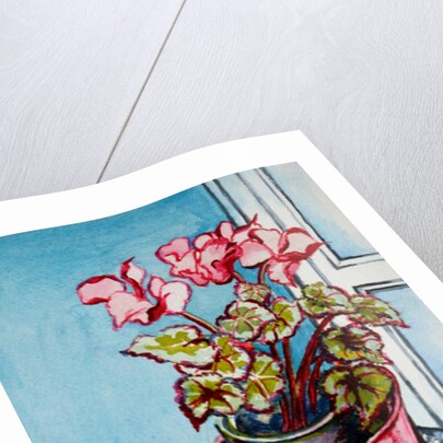 Cyclamen with Patterned Fabrics, 1999 by Joan Thewsey