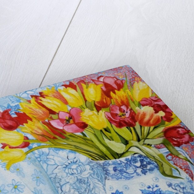 Red and yellow tulips in a Copeland jug by Joan Thewsey