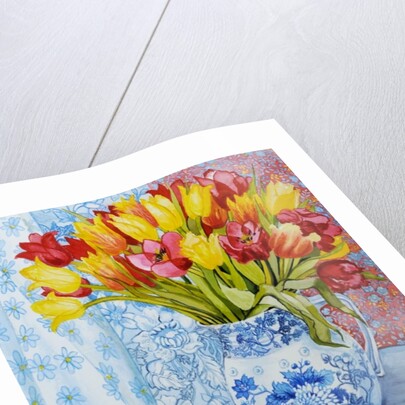 Red and yellow tulips in a Copeland jug by Joan Thewsey