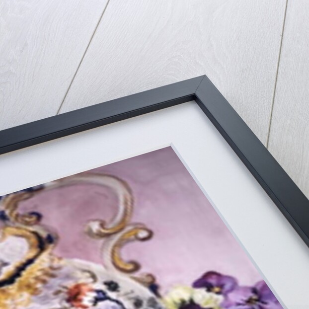 African Violets with Victorian Jug and Pears by Joan Thewsey