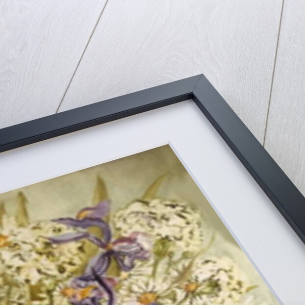 Iris, Chrysanthemums and Carnations in a Copeland Jug by Joan Thewsey