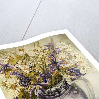 Iris, Chrysanthemums and Carnations in a Copeland Jug by Joan Thewsey