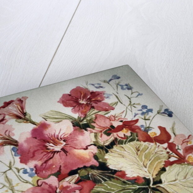 Petunias, Lobelias, Begonias and Strawberries in a Terrace Pot by Joan Thewsey