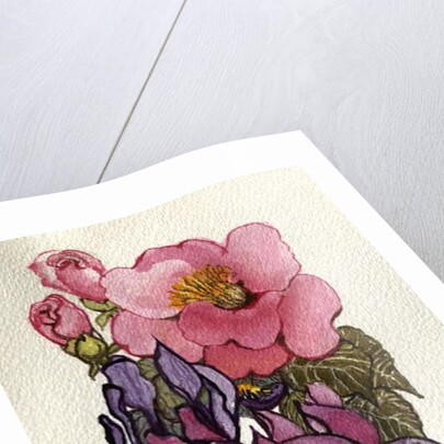 Camellia and Dutch Iris by Joan Thewsey