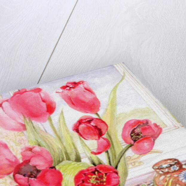 Tulips in a Rye Jug by Joan Thewsey