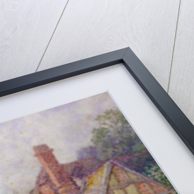 Shepherd and his flock passing a country cottage by Myles Birket Foster