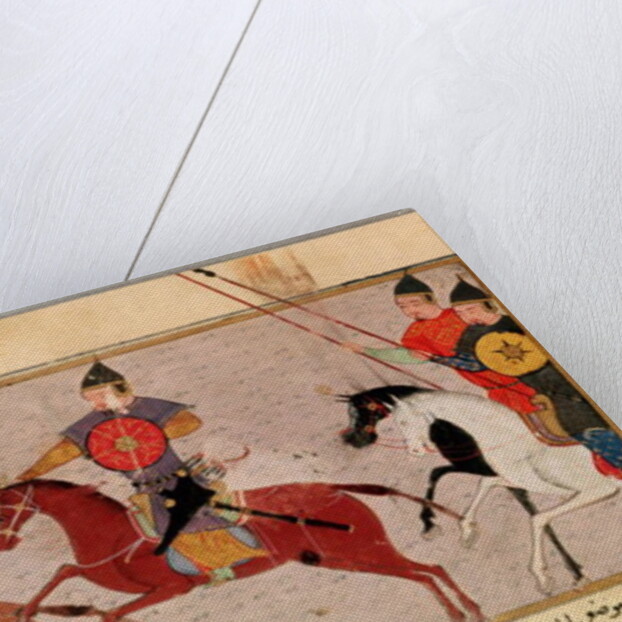 Ms Pers.113 f.29 Genghis Khan Fighting the Tartars by Persian School