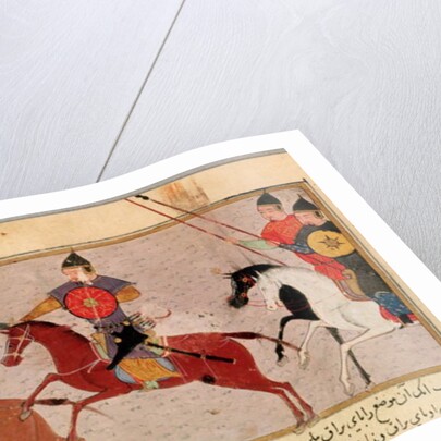 Ms Pers.113 f.29 Genghis Khan Fighting the Tartars by Persian School