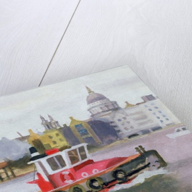 Red Tug passing St. Pauls, 1996 by Terry Scales