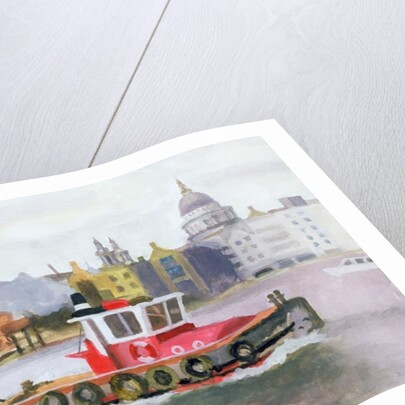 Red Tug passing St. Pauls, 1996 by Terry Scales