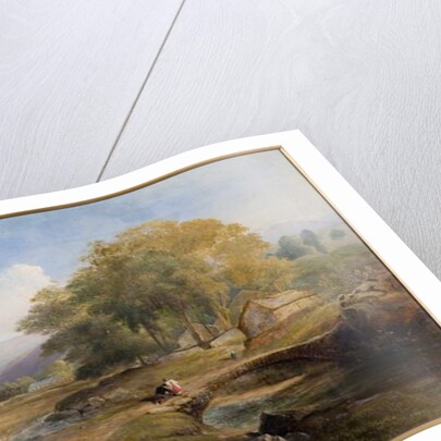 Landscape, Bridge and Figures by Thomas Miles (attr. to) Richardson