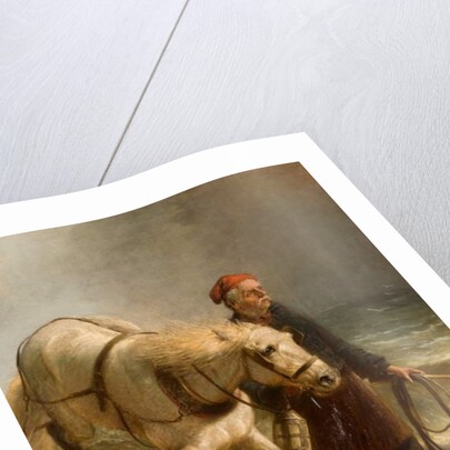 Man with Horse and Lantern by School English