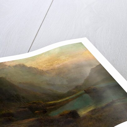 Highland Loch with Stag by Thomas Henry Gibb