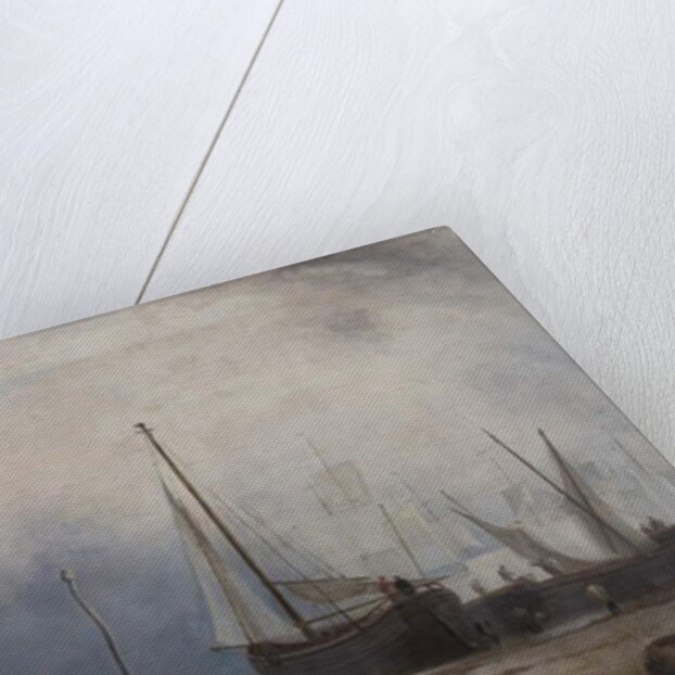 Coast Scene with Boats and Figures by School English