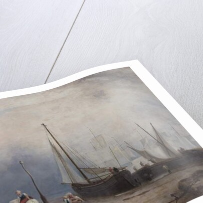 Coast Scene with Boats and Figures by School English