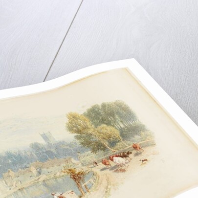 River Scene with Church by Myles Birket Foster
