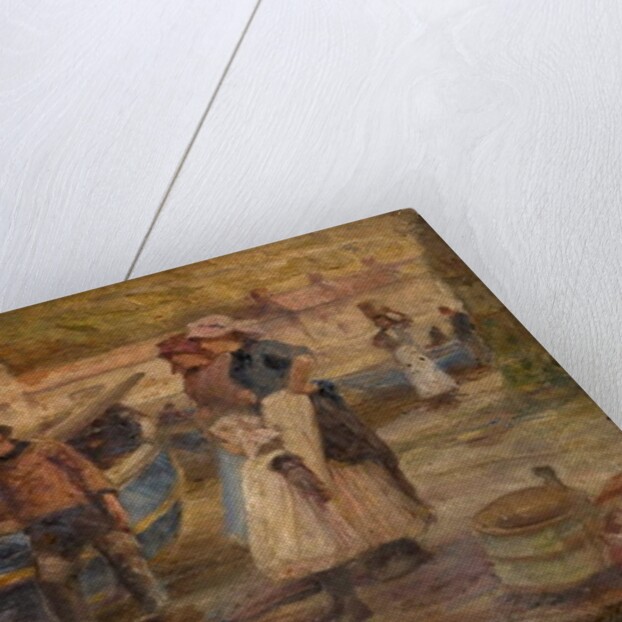 Harbour Scene with Fishermen by Robert Jobling