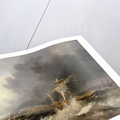 Sunderland Old Pier and Lighthouse with Ryhope Church in distance, 1840 by John Wilson Carmichael