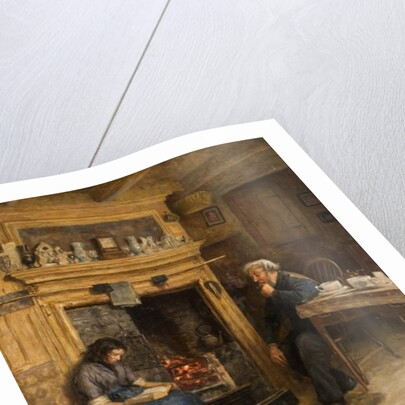 Interior, Woman Reading to Old Man, 1889 by Frank Stanley Ogilvie