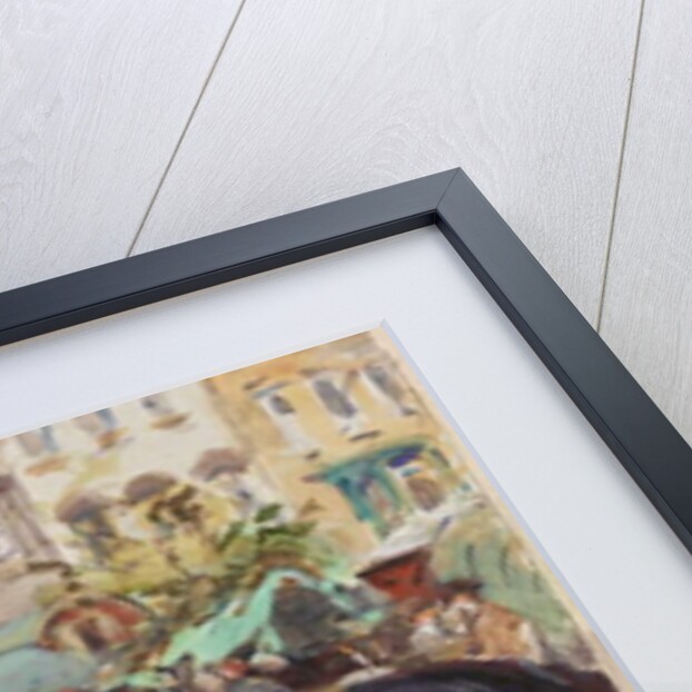 Black Horse with Houses in Background by John Atkinson