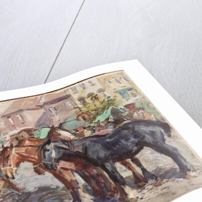 Black Horse with Houses in Background by John Atkinson