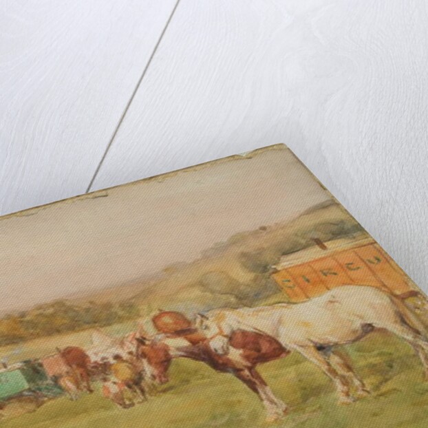 Two Horses and a Circus Van by John Atkinson