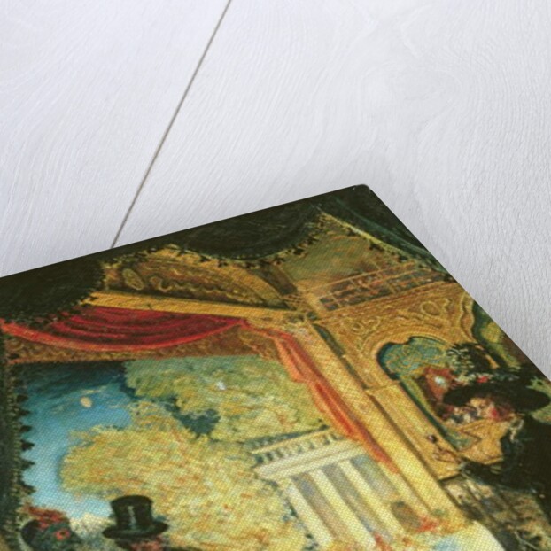 A Scene in a Theatre: A Performance Seen from a Box in which Three figures are Standing, 1908 by James Dickson Innes