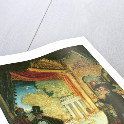 A Scene in a Theatre: A Performance Seen from a Box in which Three figures are Standing, 1908 by James Dickson Innes