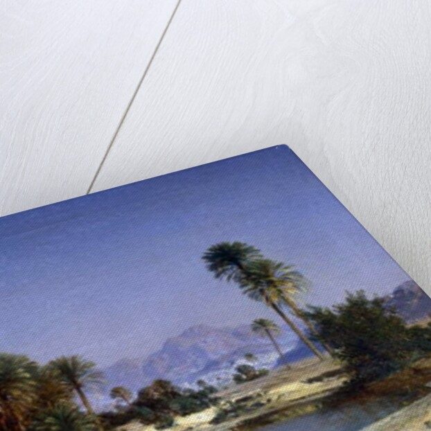 Leon-Adolphe Belly the caravan in the desert oasis by Leon-Auguste-Adolphe Belly