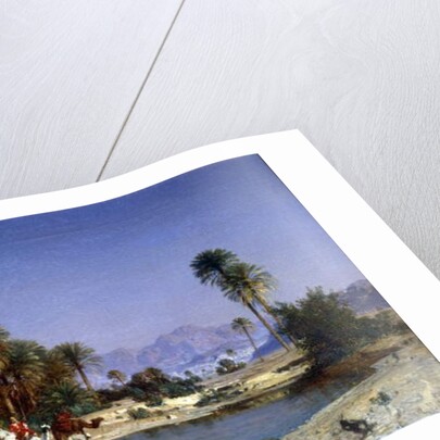 Leon-Adolphe Belly the caravan in the desert oasis by Leon-Auguste-Adolphe Belly