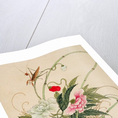 One of a series of paintings of flowers and insects, late 19th century by Hua Liu