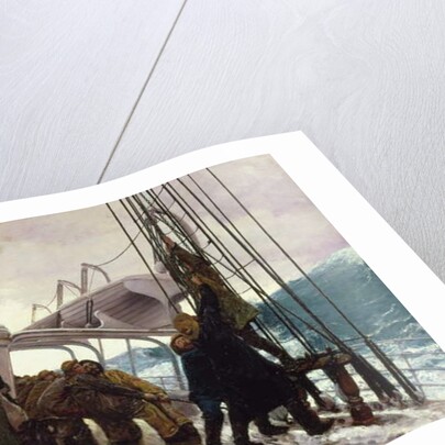 Binding Sail After a Gale, 1881 by Alfred Edward Emslie