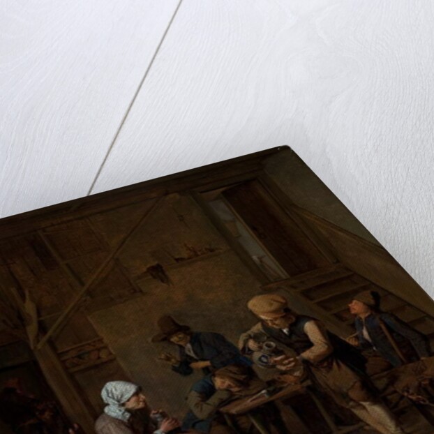 Peasants in an interior by Cornelis Schaeck