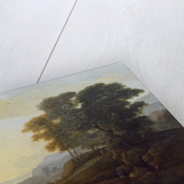 Landscape with cattle and goats crossing a bridge by Claude Lorrain