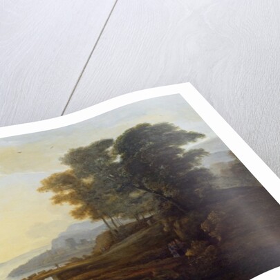 Landscape with cattle and goats crossing a bridge by Claude Lorrain