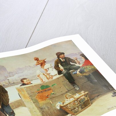 Young Pedlars on the Pont Des Arts, Paris by Paul Charles Chocarne-Moreau