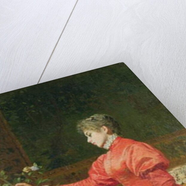 Woman arranging a vase of flowers by Alfonso Savini