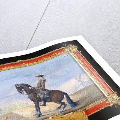 No. 54 A Danish chestnut bay horse of the Spanish Riding School performing a dressage movement by Baron Reis d' Eisenberg