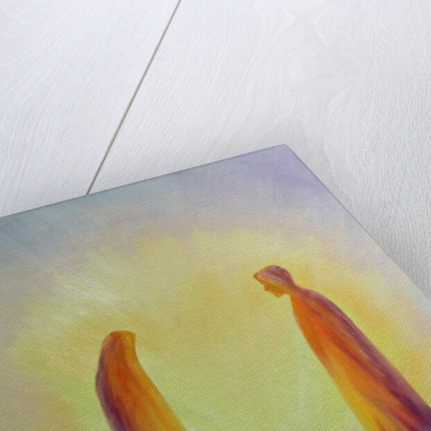 Mary and Joseph look with faith at the baby Jesus at his Nativity, 2001 by Elizabeth Wang