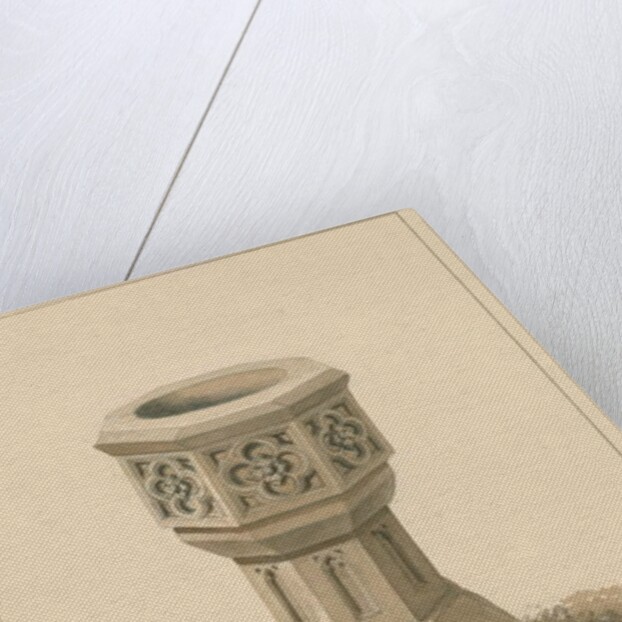 Surrey - Tooting - Font in the Revd. Mr. Lord's Garden: sepia drawing, 1827 by John Buckler