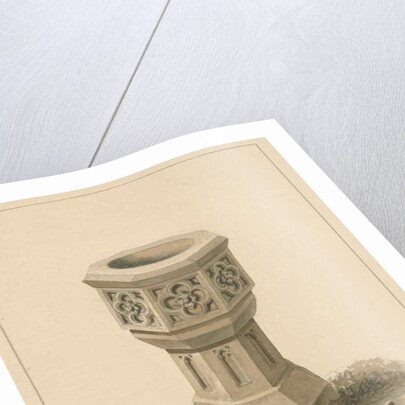 Surrey - Tooting - Font in the Revd. Mr. Lord's Garden: sepia drawing, 1827 by John Buckler