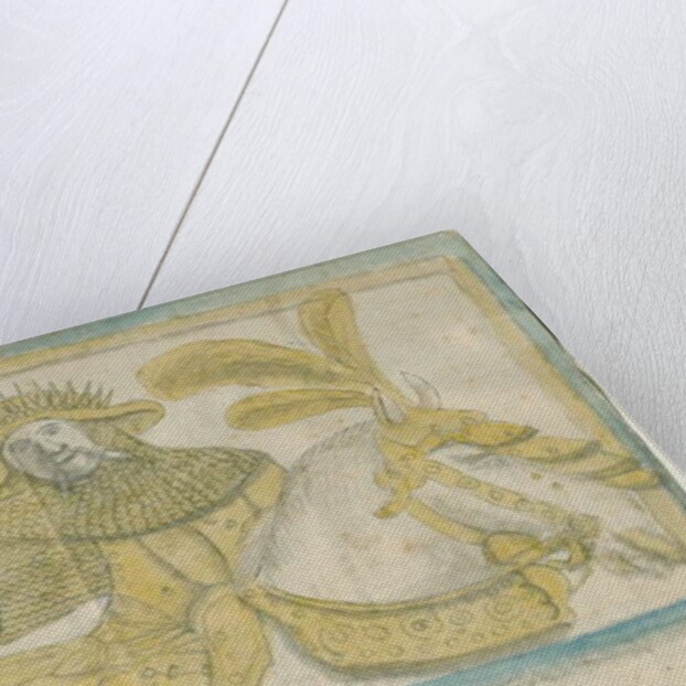 Abbots Bromley - Window Glass at Hall Hill: coloured pencil sketch, nd [?18th cent] by Stebbing Shaw