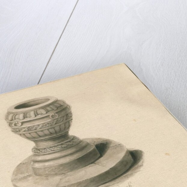 Font in Abbots Bromley Church : sepia drawing, 1839 by John Buckler