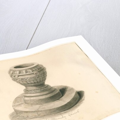 Font in Abbots Bromley Church : sepia drawing, 1839 by John Buckler